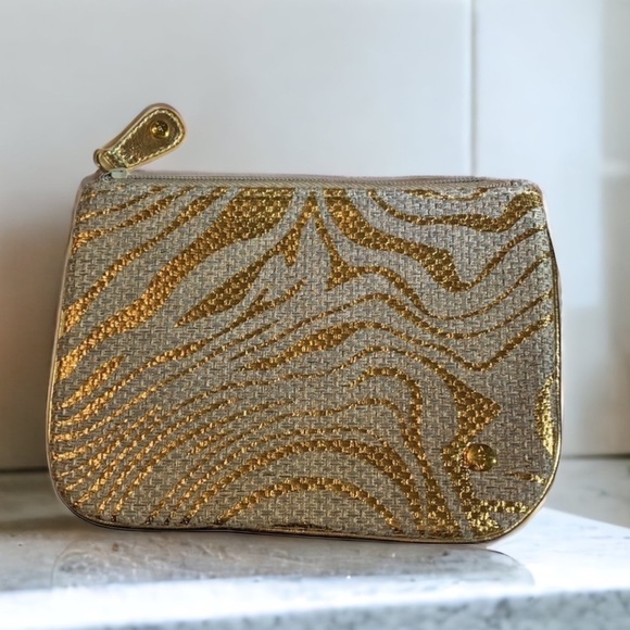 Stephanie Johnson Handbags - Stephanie Johnson Makeup Bag Cosmetic Case Metallic Gold & Gray Tiger Print NWOT